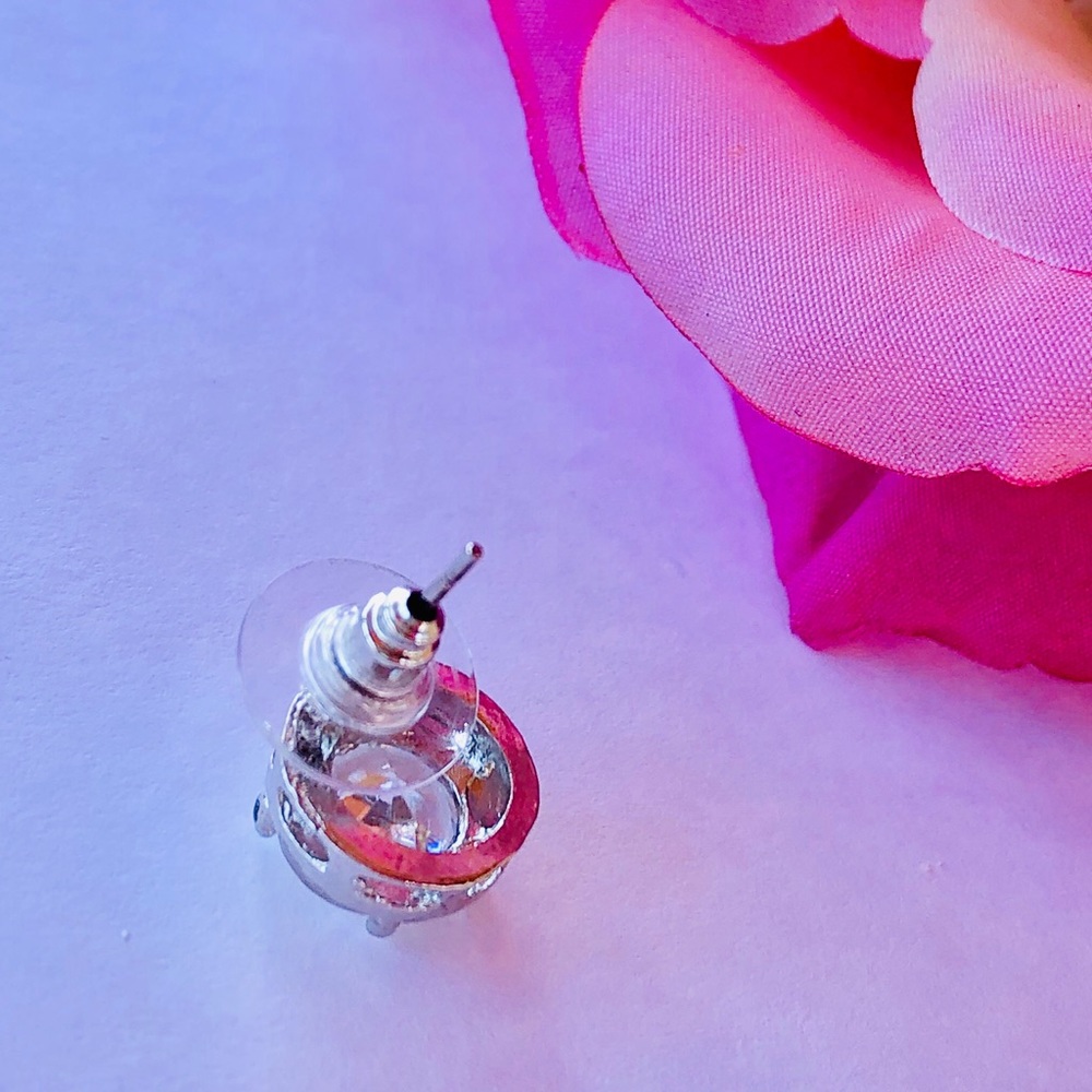 Silver Plated Crystal Zircon Stud Earrings - Picture 4 of 6